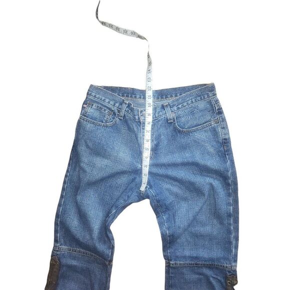 Ralph Lauren Jeans Women Sz 8 Lace Up Signature Denim Leather Straight Leg Work - Picture 6 of 7